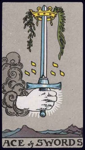Ace of Swords tarot card from the Rider-Waite-Smith deck
