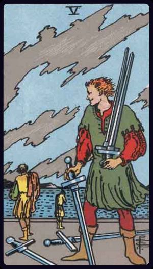 Five of Swords tarot card from the Rider-Waite-Smith deck