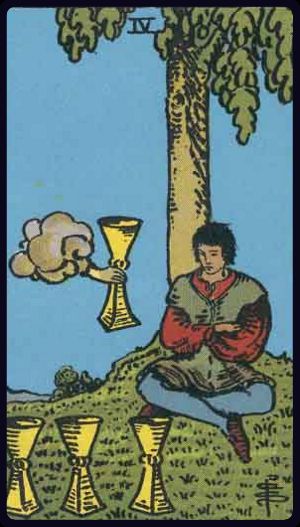 Four of Cups tarot card from the Rider-Waite-Smith deck