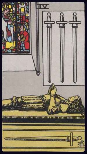 Four of Swords tarot card from the Rider-Waite-Smith deck