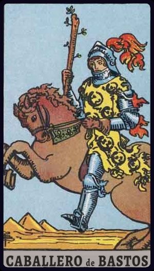 Carta de tarot Caballero de Bastos