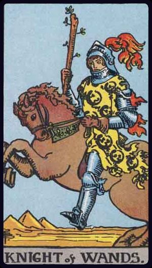 Knight of Wands tarot card from the Rider-Waite-Smith deck