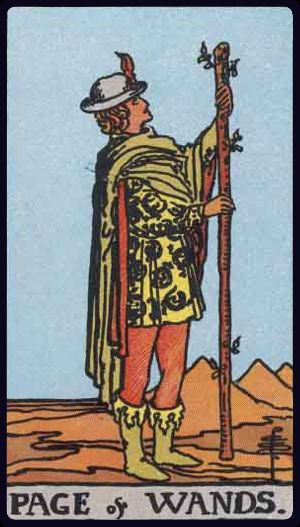 Page of Wands tarot card from the Rider-Waite-Smith deck