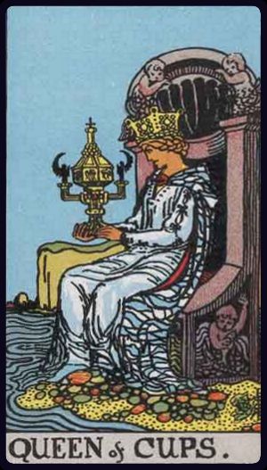 Queen of Cups tarot card from the Rider-Waite-Smith deck