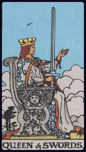 Queen of Swords tarot card from the Rider-Waite-Smith deck