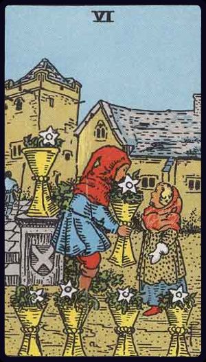 Six of Cups tarot card from the Rider-Waite-Smith deck