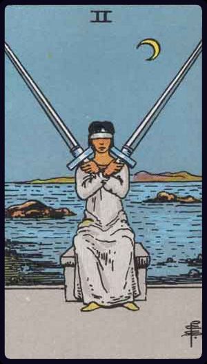 Two of Swords tarot card from the Rider-Waite-Smith deck
